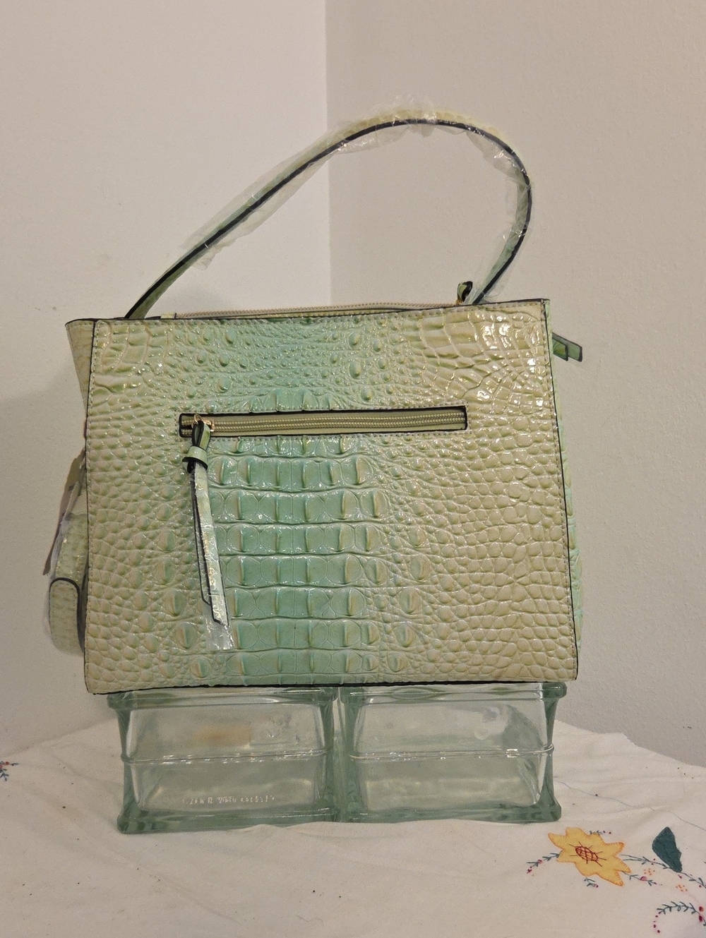 Focus Baby Croc Embossed Faux Leather Convertable Bag